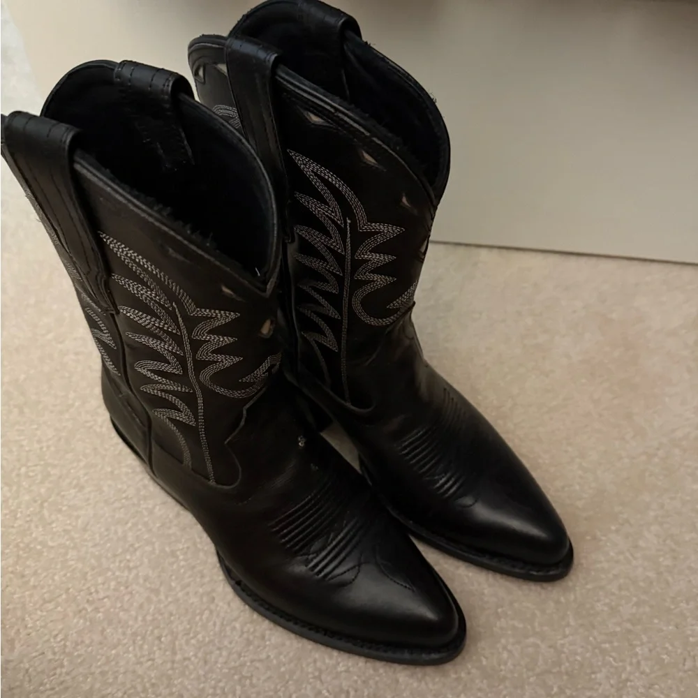 Tecovas Jolene Black Leather Cowgirl Boots - Picture 6 of 7